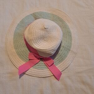 Gymboree girls size 3-6 months white, mint and pink hat VGUC 2011 line